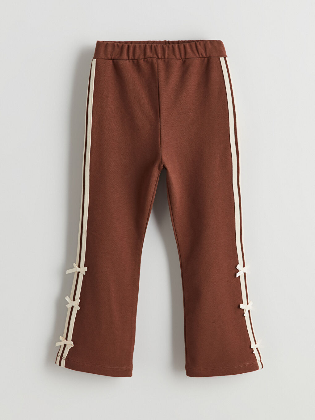 Kahverengi Beli Lastikli Kurdele Detaylı Kız Çocuk Tayt