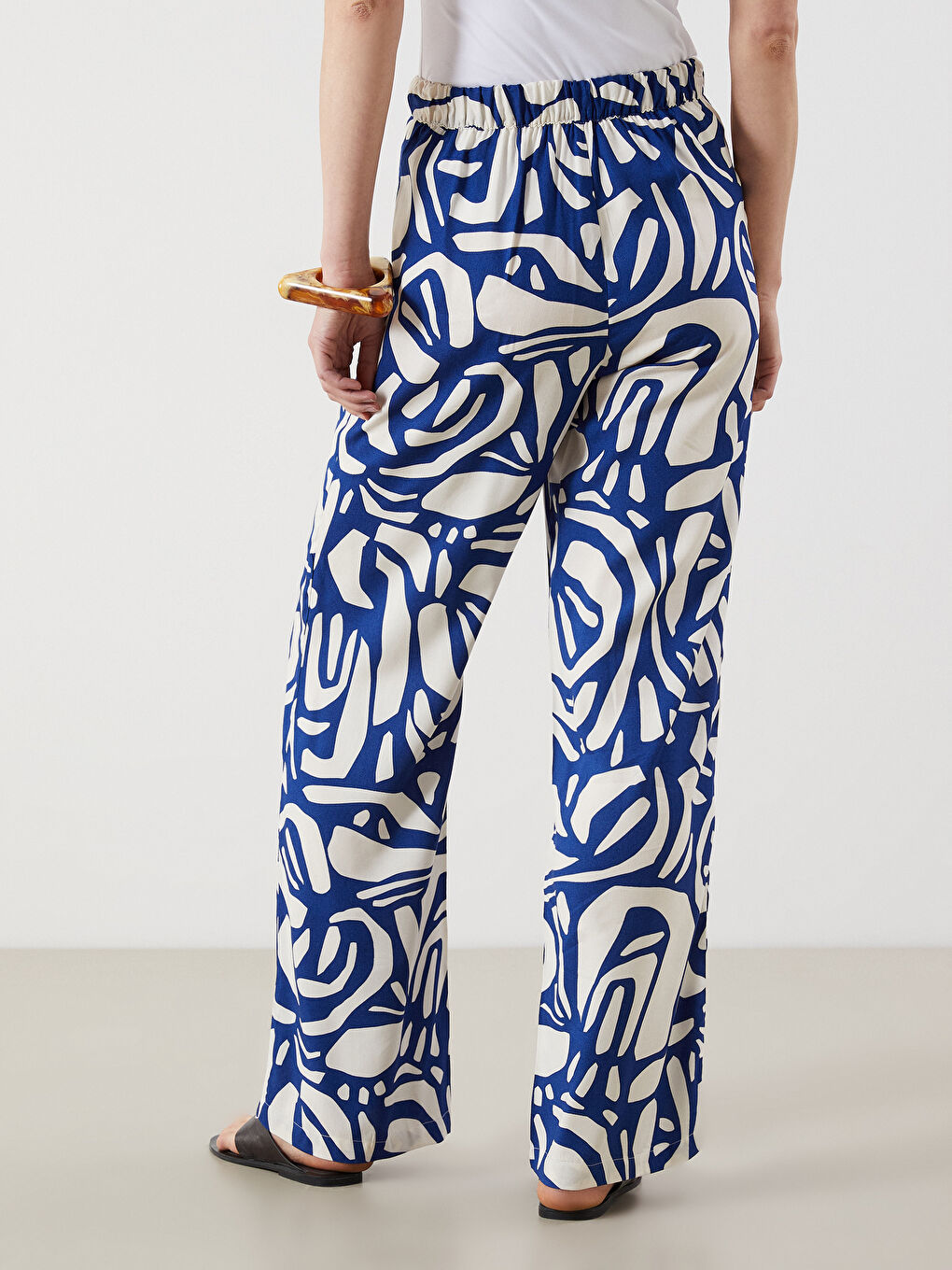 Elasticated Waist Patterned Women's Trousers-3