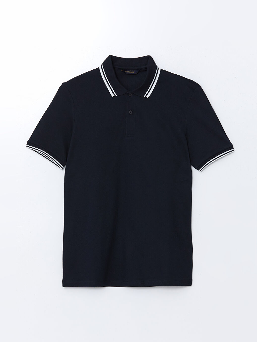 Lacivert Polo Yaka Kısa Kollu Pike Erkek Tişört-4