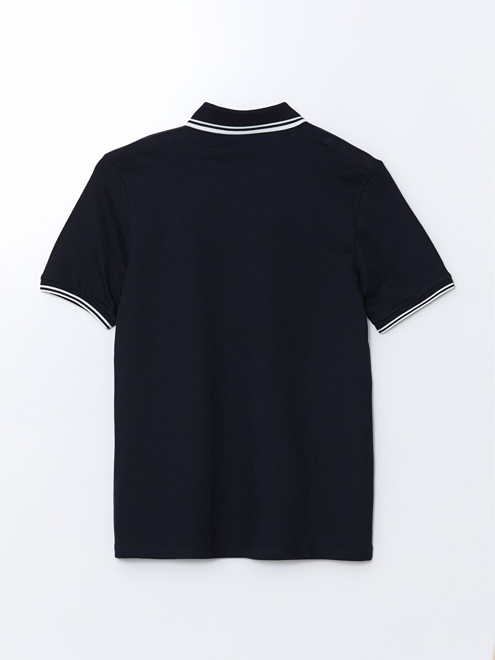 Lacivert Polo Yaka Kısa Kollu Pike Erkek Tişört-5