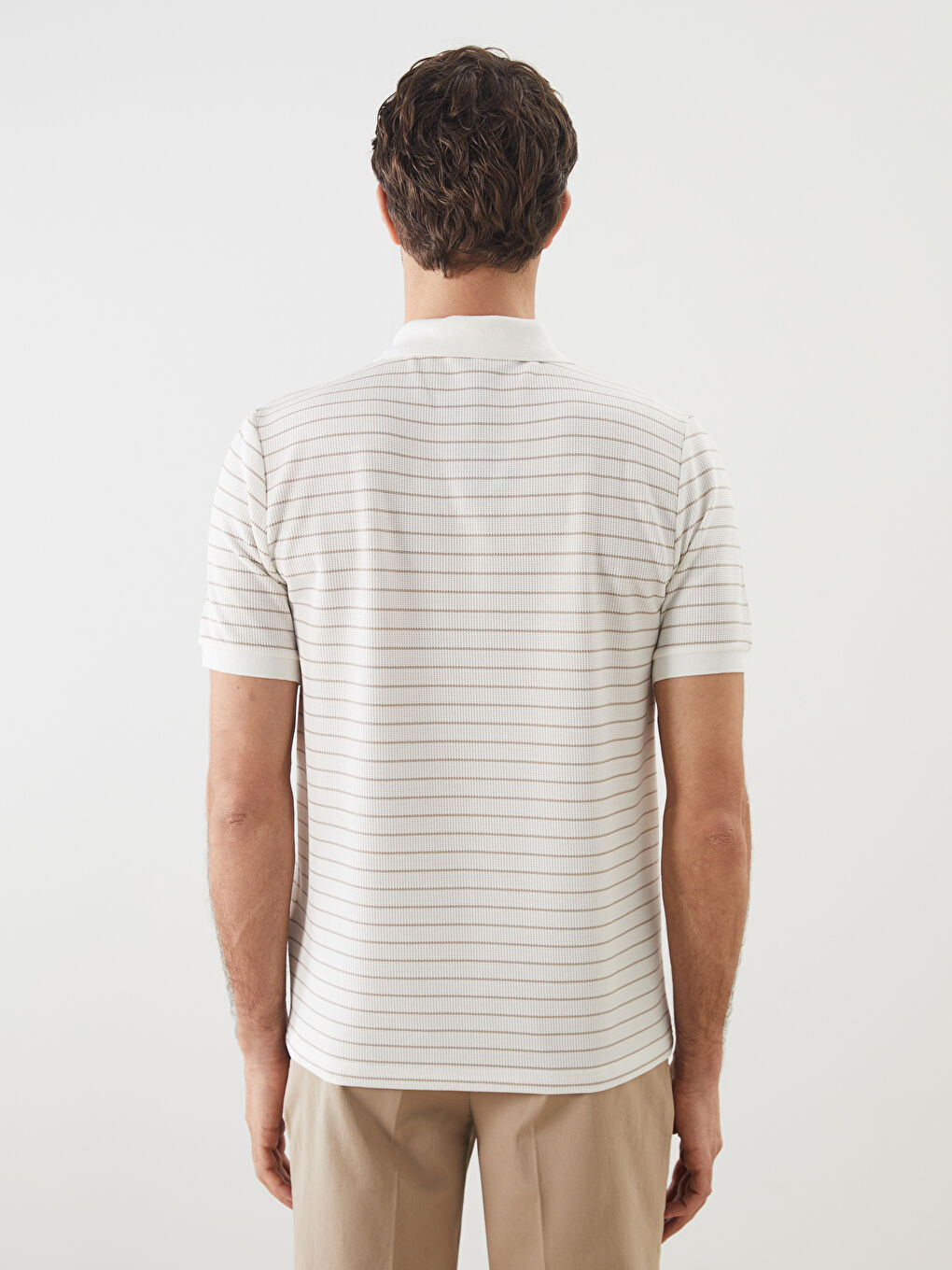 Polo Neck Short Sleeve Striped Men's T-Shirt -S5LQ64Z8-ELZ
