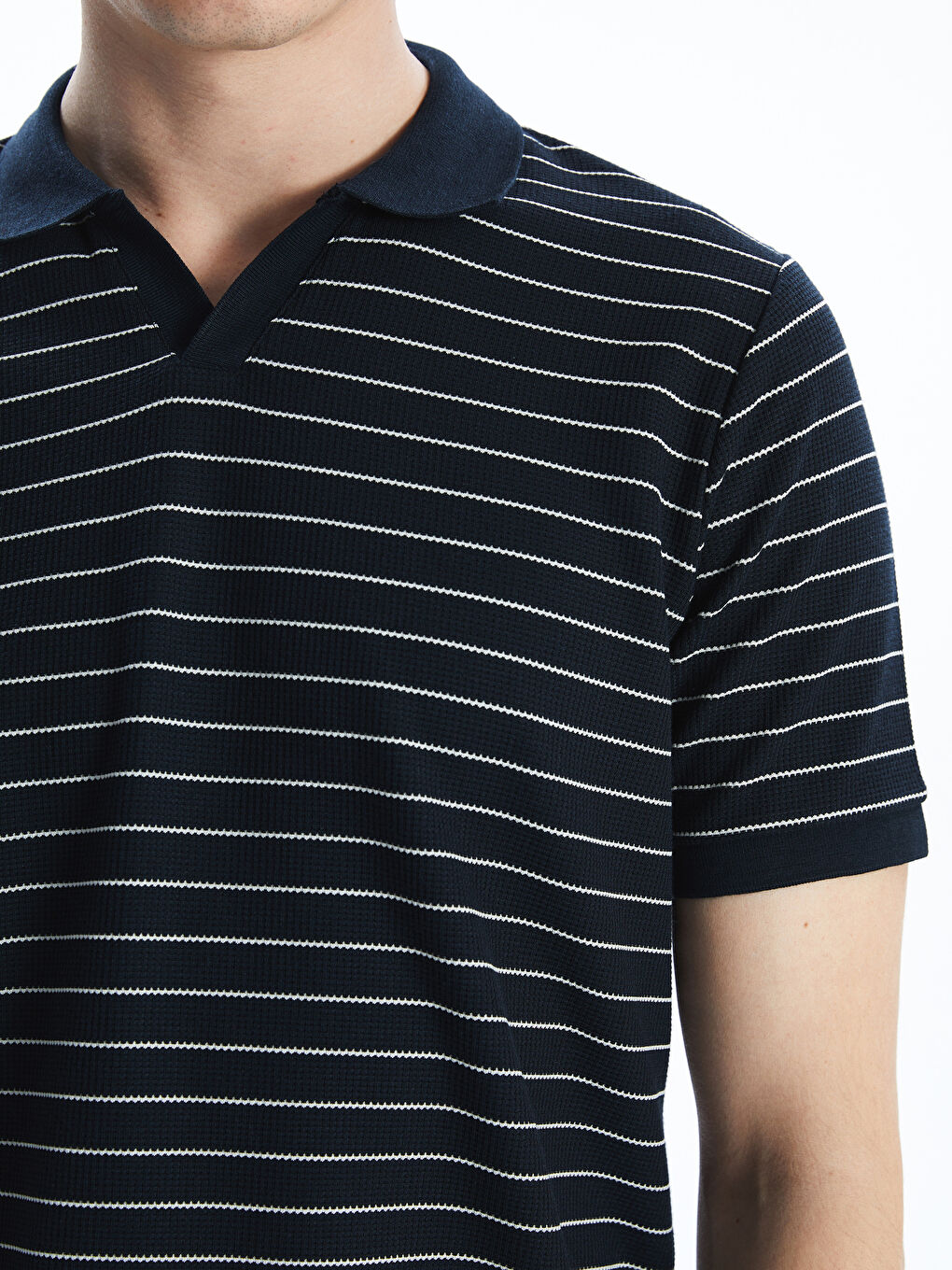 Polo Neck Short Sleeve Striped Men's T-Shirt -S5LQ64Z8-RFH