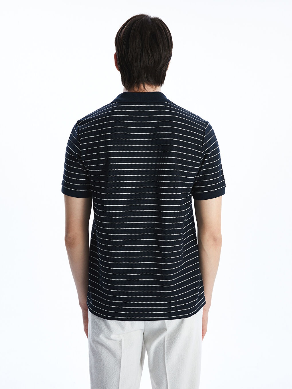 Polo Neck Short Sleeve Striped Men's T-Shirt -S5LQ64Z8-RFH