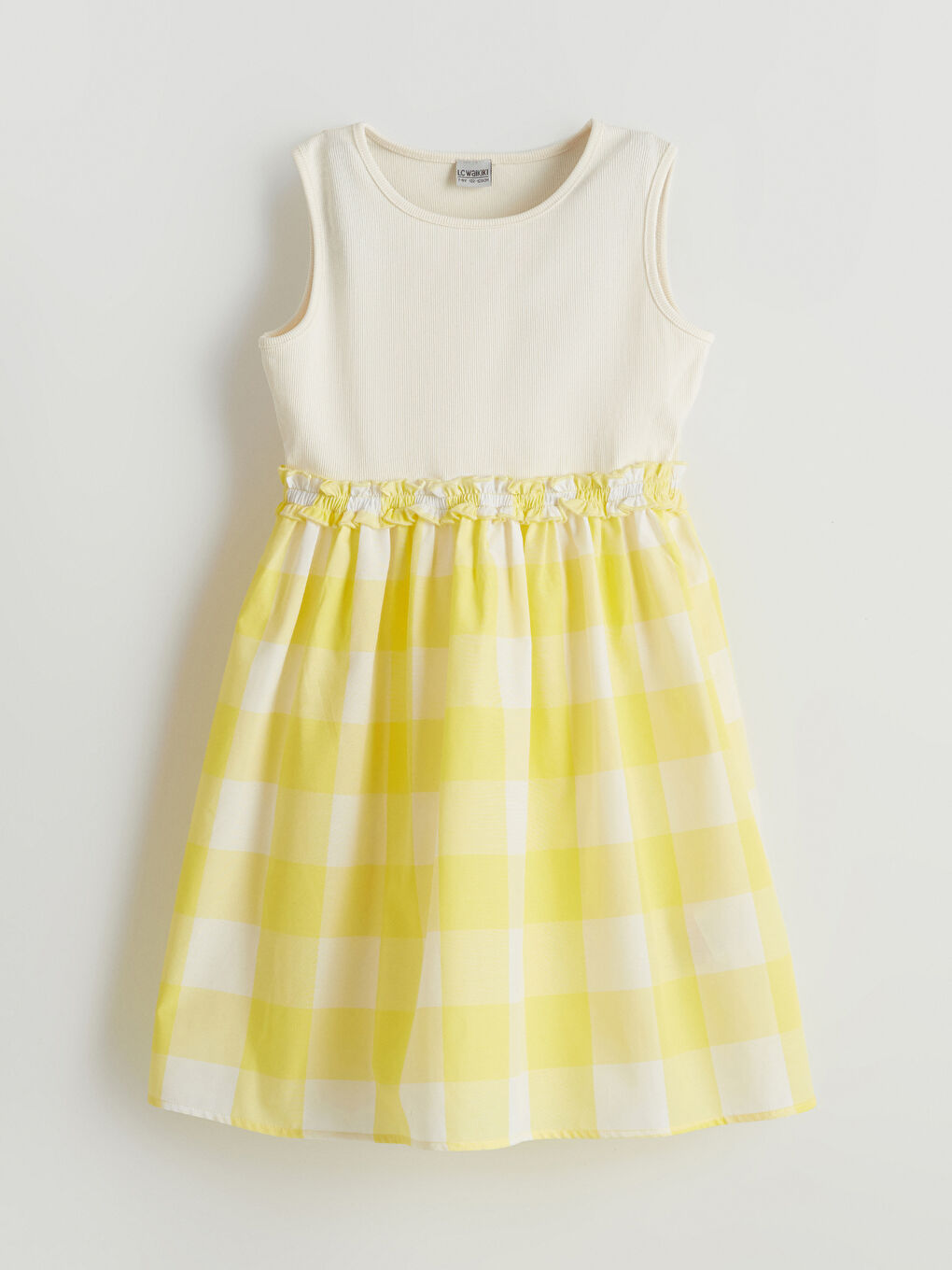 Crew Neck Plaid Girls' Dress