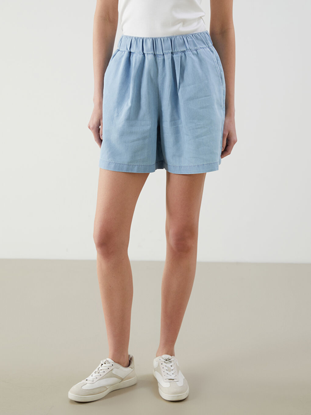Elasticated Waist Women's Denim Shorts -S5LQ81Z8-315