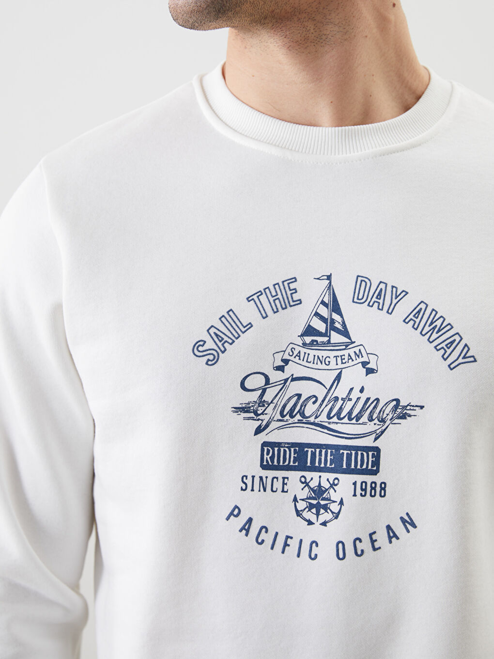 Crew Neck Printed Men's Thick Sweatshirt-5
