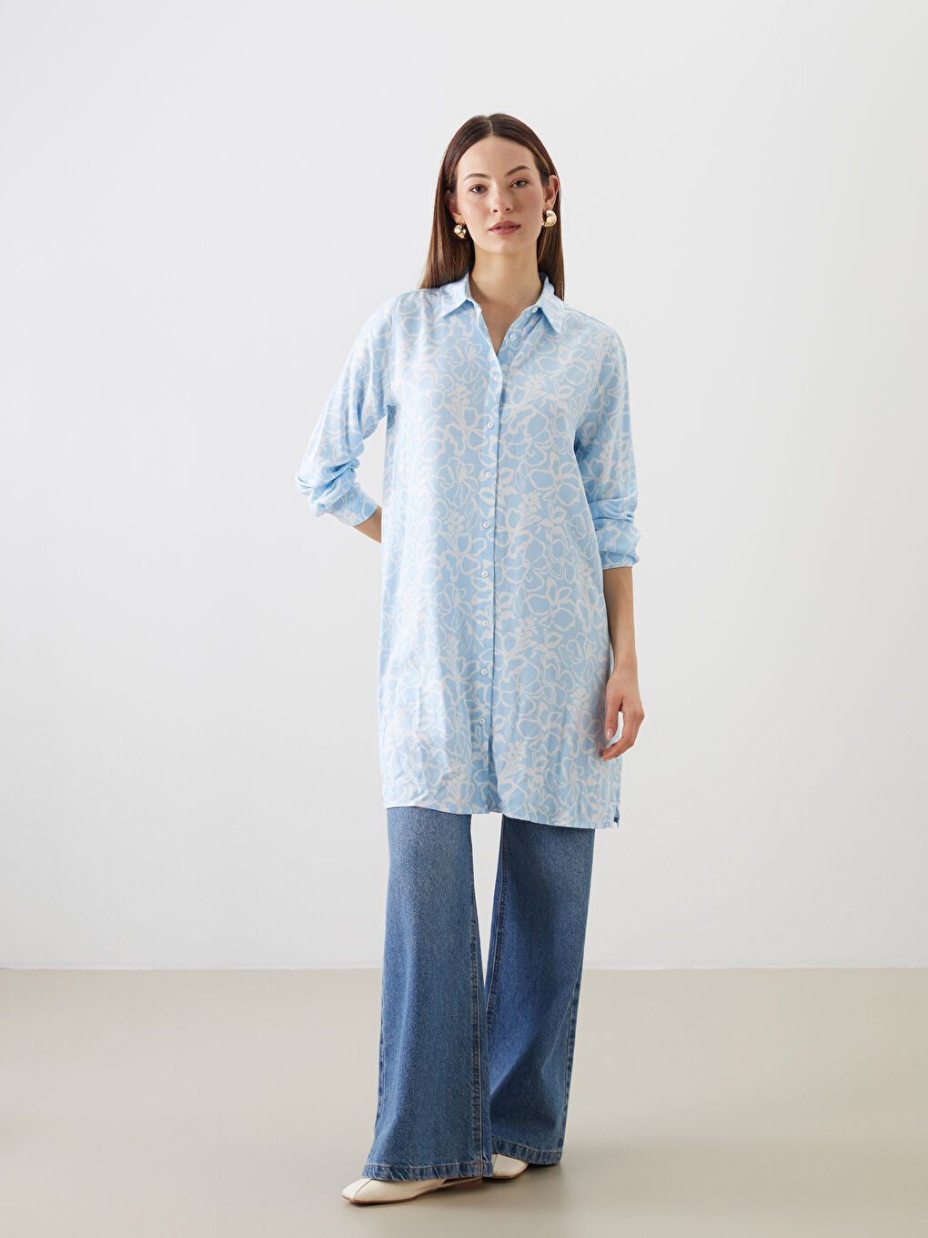 Floral Women's Shirt Tunic-1