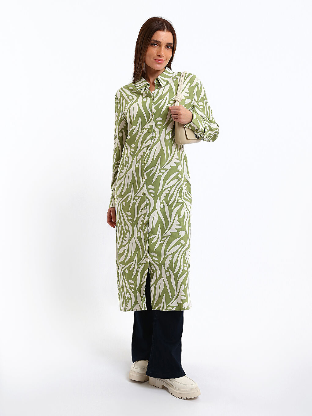 Patterned Women's Shirt Tunic-1