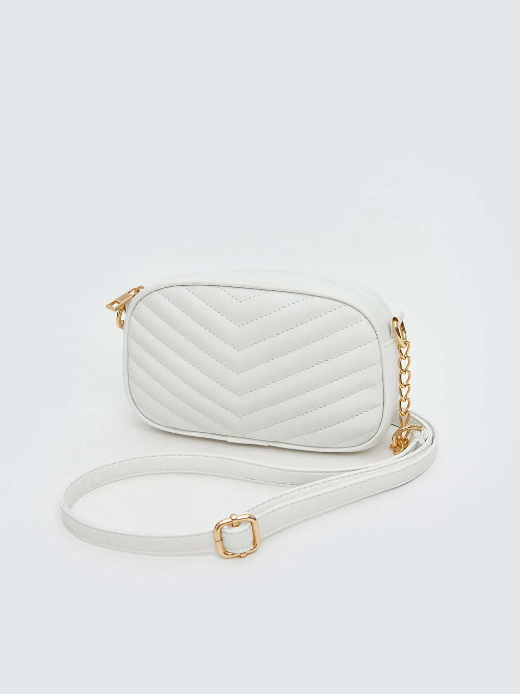 Beyaz Deri Görünümlü Kadın Omuz Çantası-2