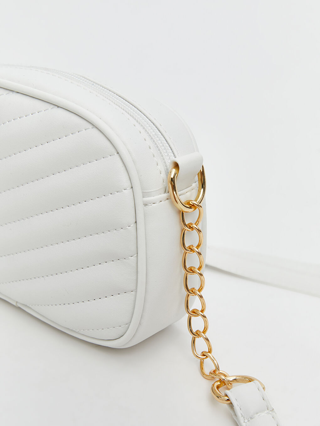 Beyaz Deri Görünümlü Kadın Omuz Çantası-3