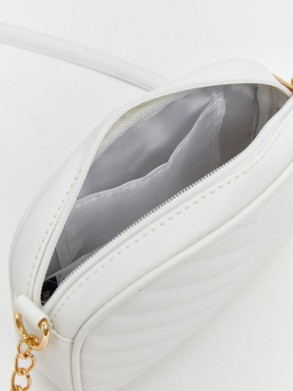 Beyaz Deri Görünümlü Kadın Omuz Çantası-4