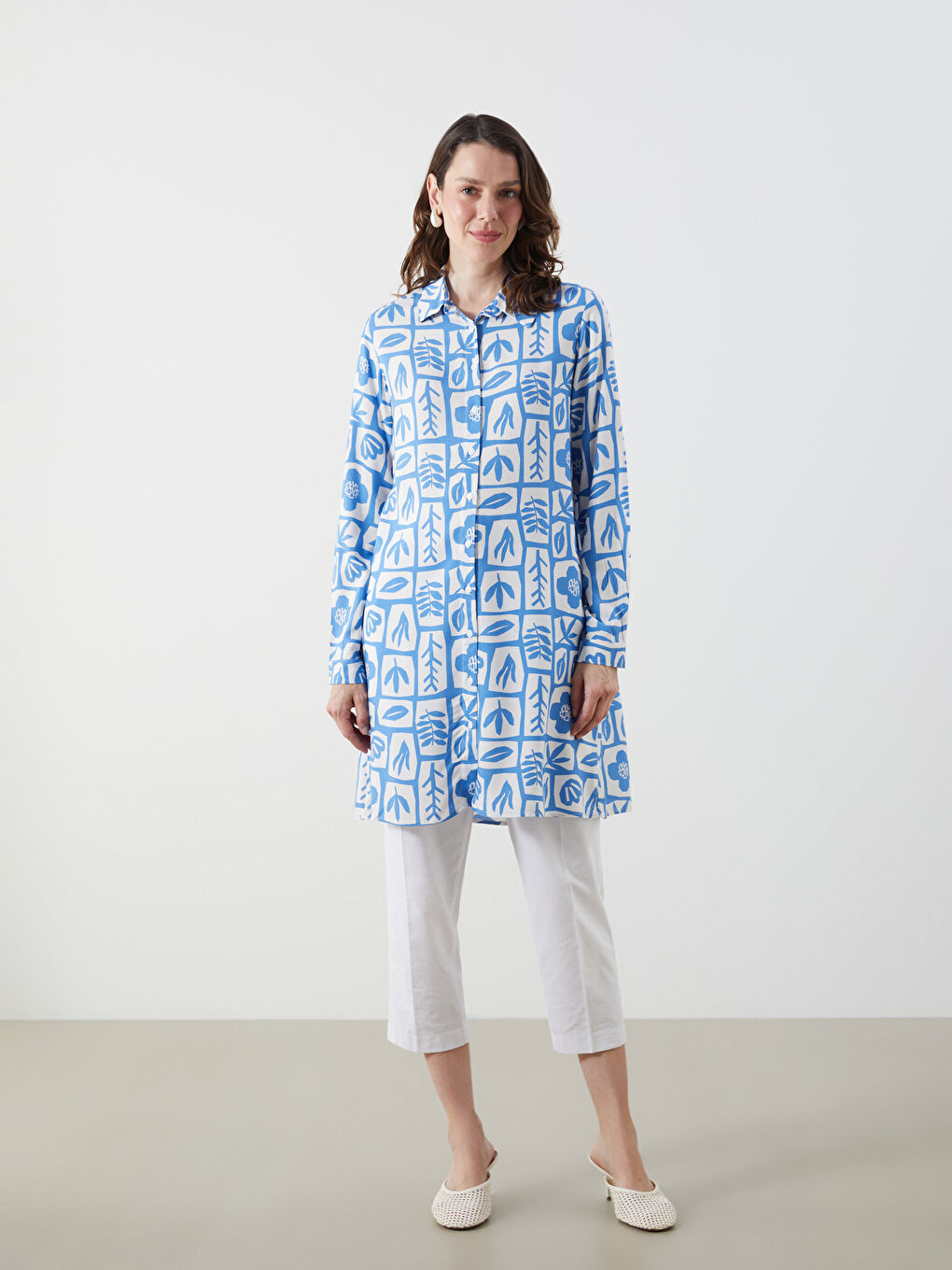 Patterned Women's Shirt Tunic-1