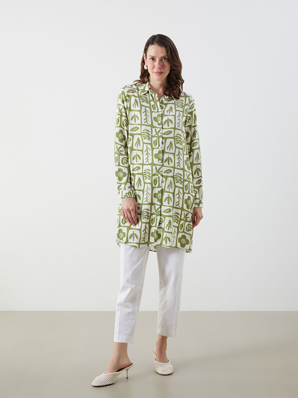 Patterned Women's Shirt Tunic-1