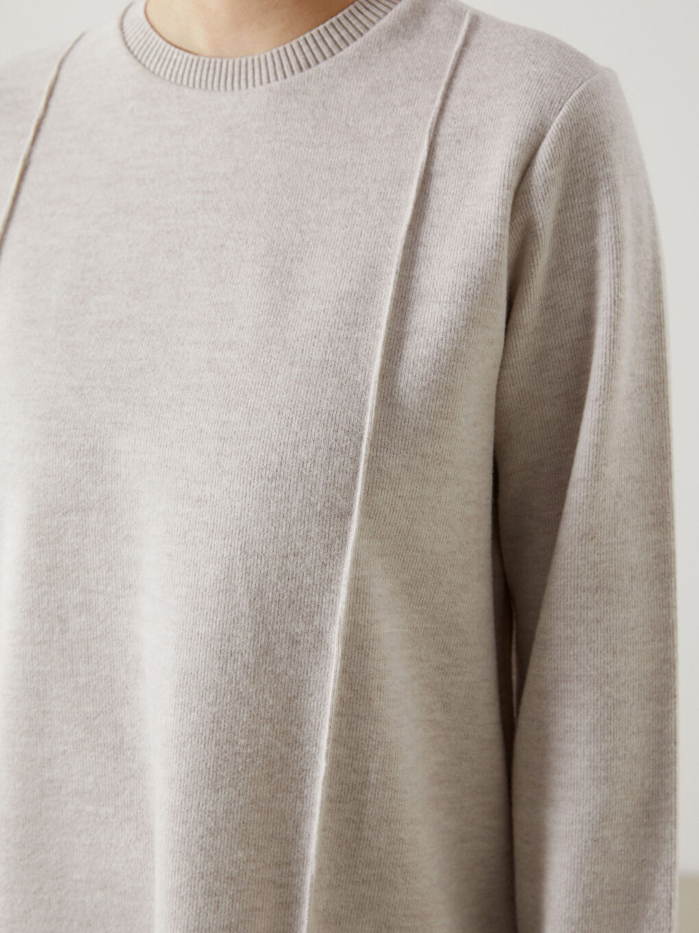 Bej Bisiklet Yaka Kadın Tunik-2