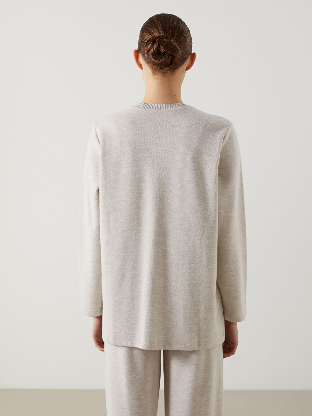 Bej Bisiklet Yaka Kadın Tunik-3