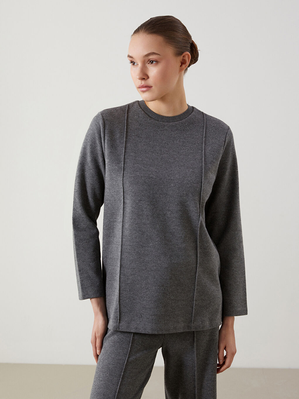 Antrasit Bisiklet Yaka Kadın Tunik