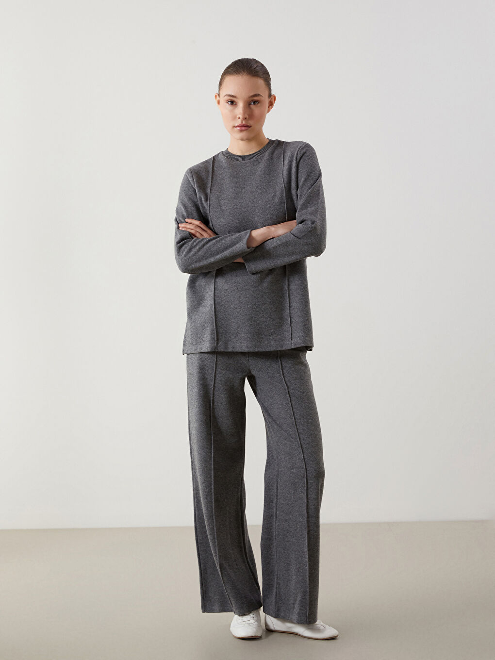 Antrasit Bisiklet Yaka Kadın Tunik-1