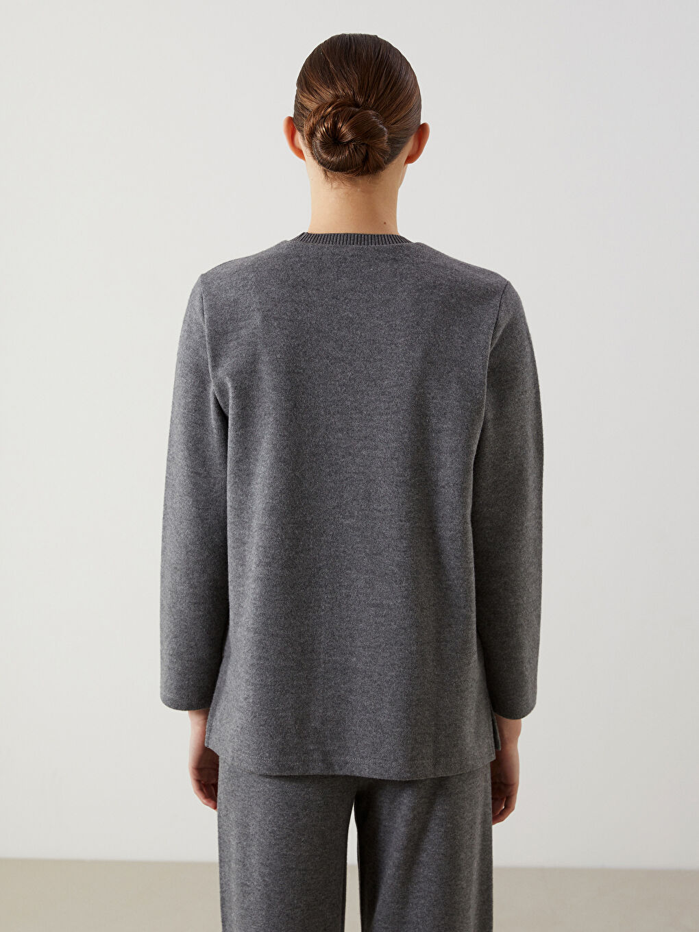 Antrasit Bisiklet Yaka Kadın Tunik-3