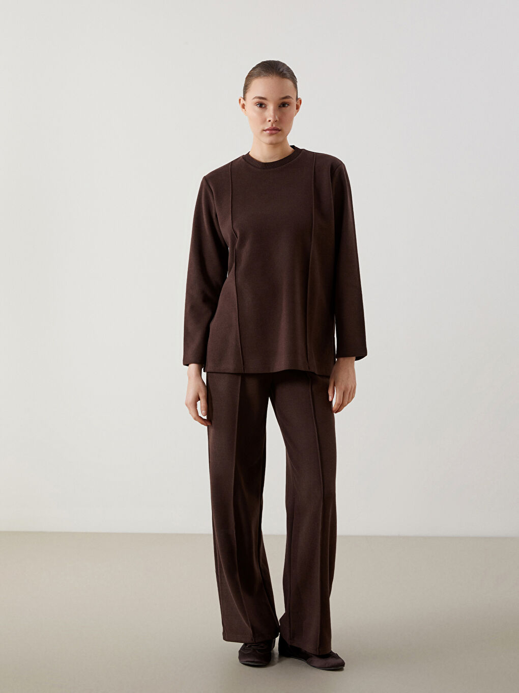 Kahverengi Bisiklet Yaka Kadın Tunik-1