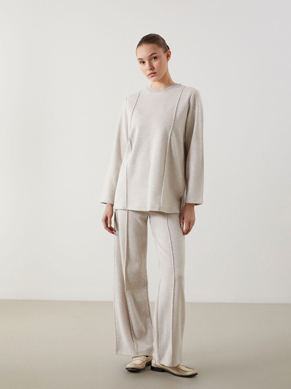 Wide Leg Women Trousers With Elastic Waist -S5LR27Z8-CR8