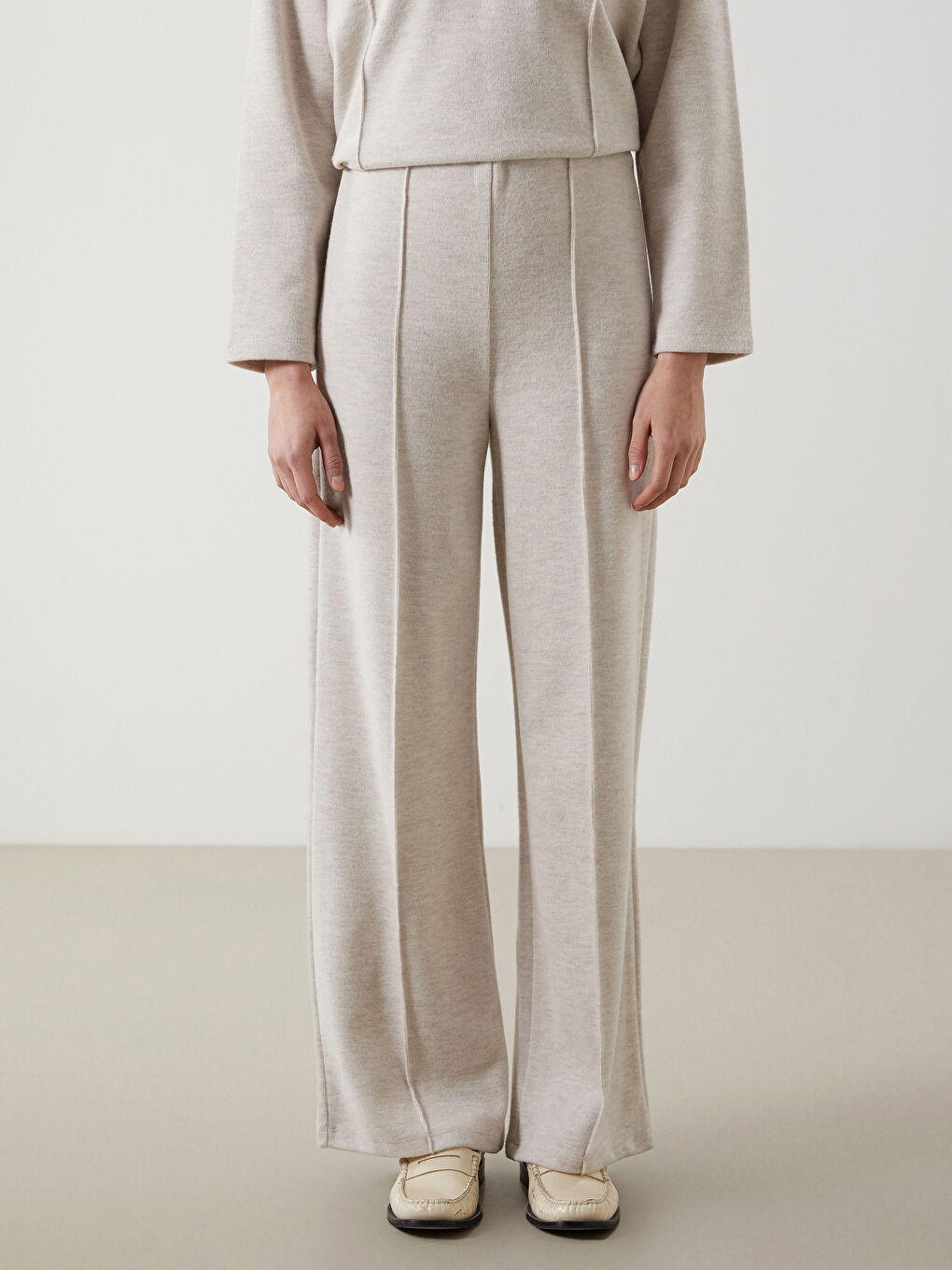 Wide Leg Women Trousers With Elastic Waist -S5LR27Z8-CR8