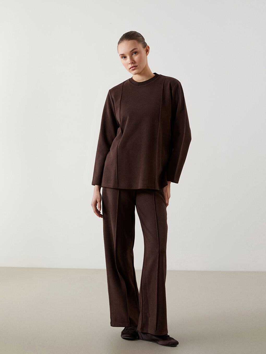 Wide Leg Women Trousers With Elastic Waist -S5LR27Z8-D2N