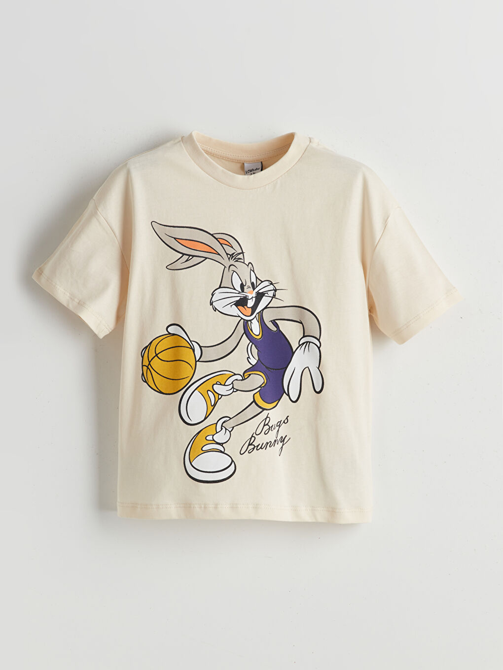 T-shirt pour Garçons à Manches Courtes avec Imprimé Bugs Bunny et Col Rond