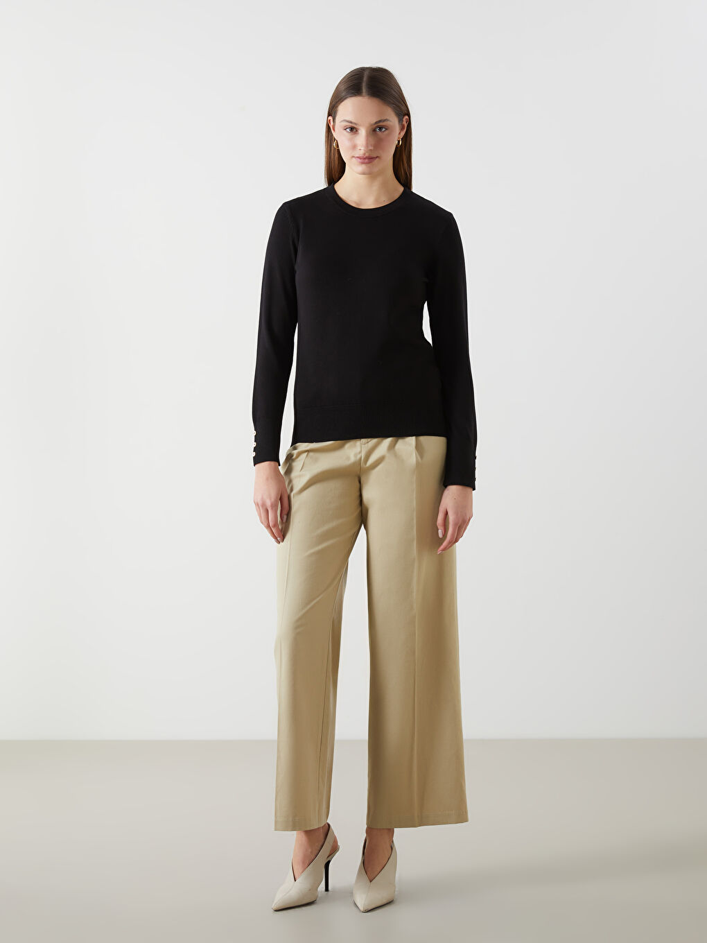 Crew Neck Women's Knitwear Sweater -S5LS53Z8-CVL