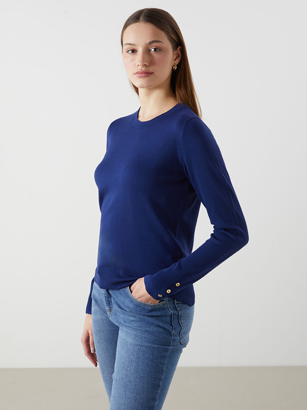 Crew Neck Women's Knitwear Sweater -S5LS53Z8-YFM