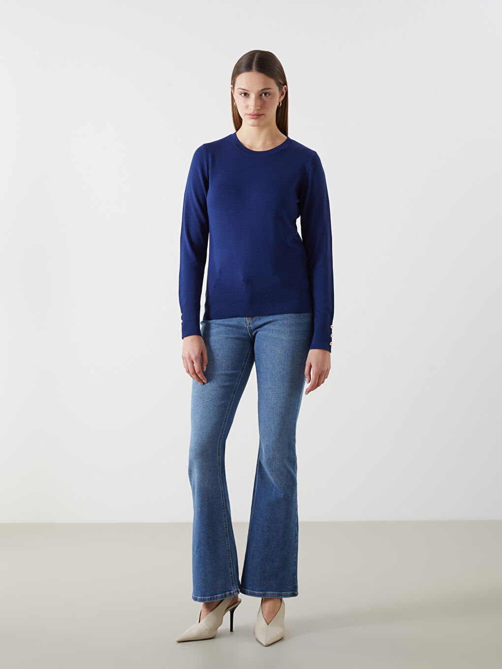 Crew Neck Women's Knitwear Sweater -S5LS53Z8-YFM
