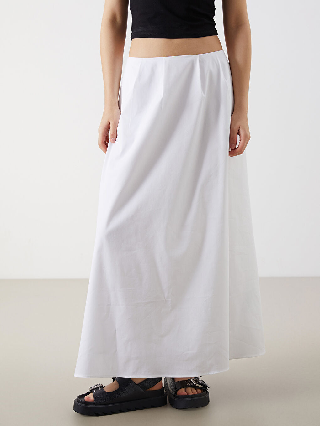 Zippered Waist Poplin Skirt -S5LS84Z8-Q6K