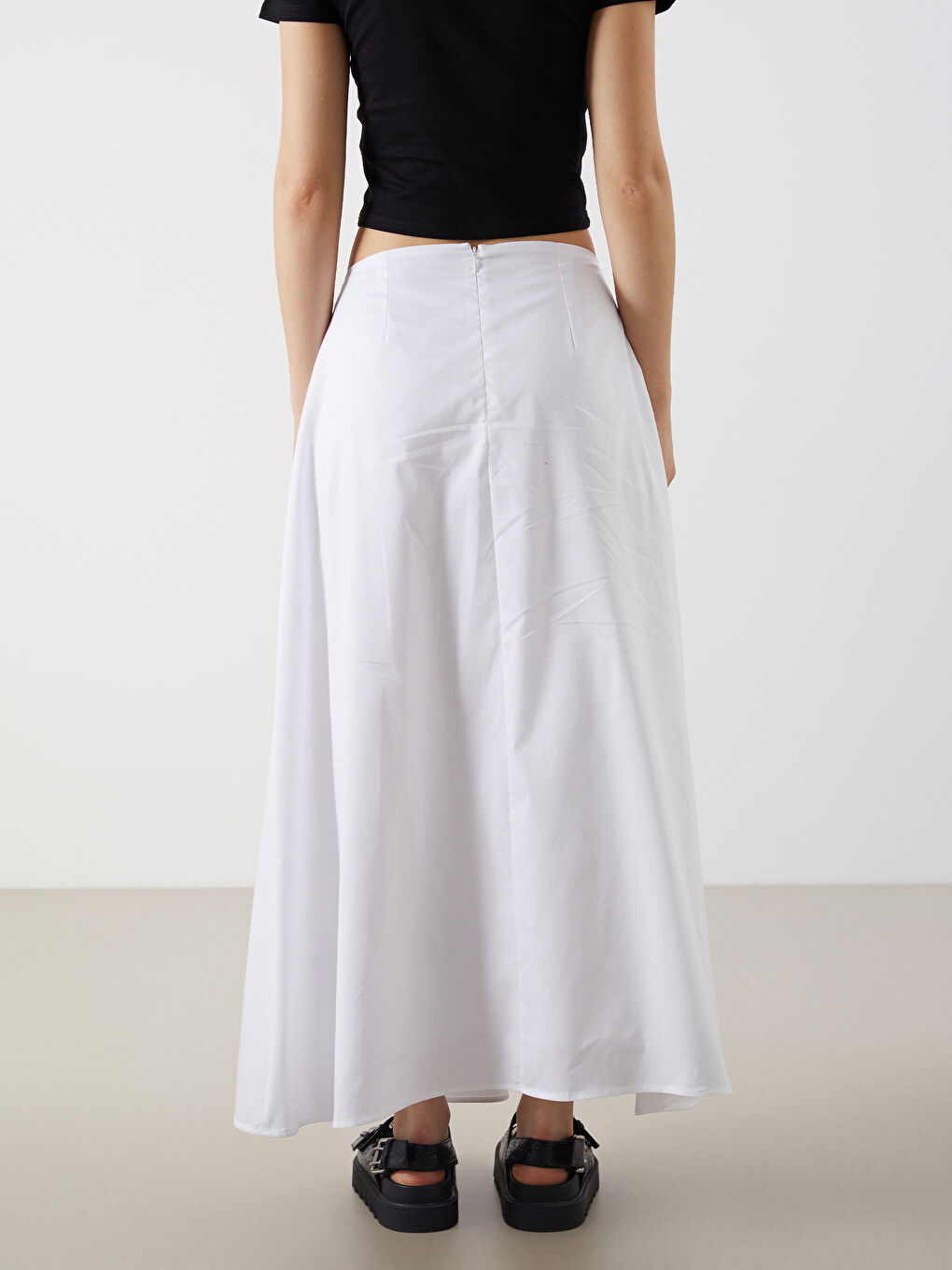 Zippered Waist Poplin Skirt -S5LS84Z8-Q6K