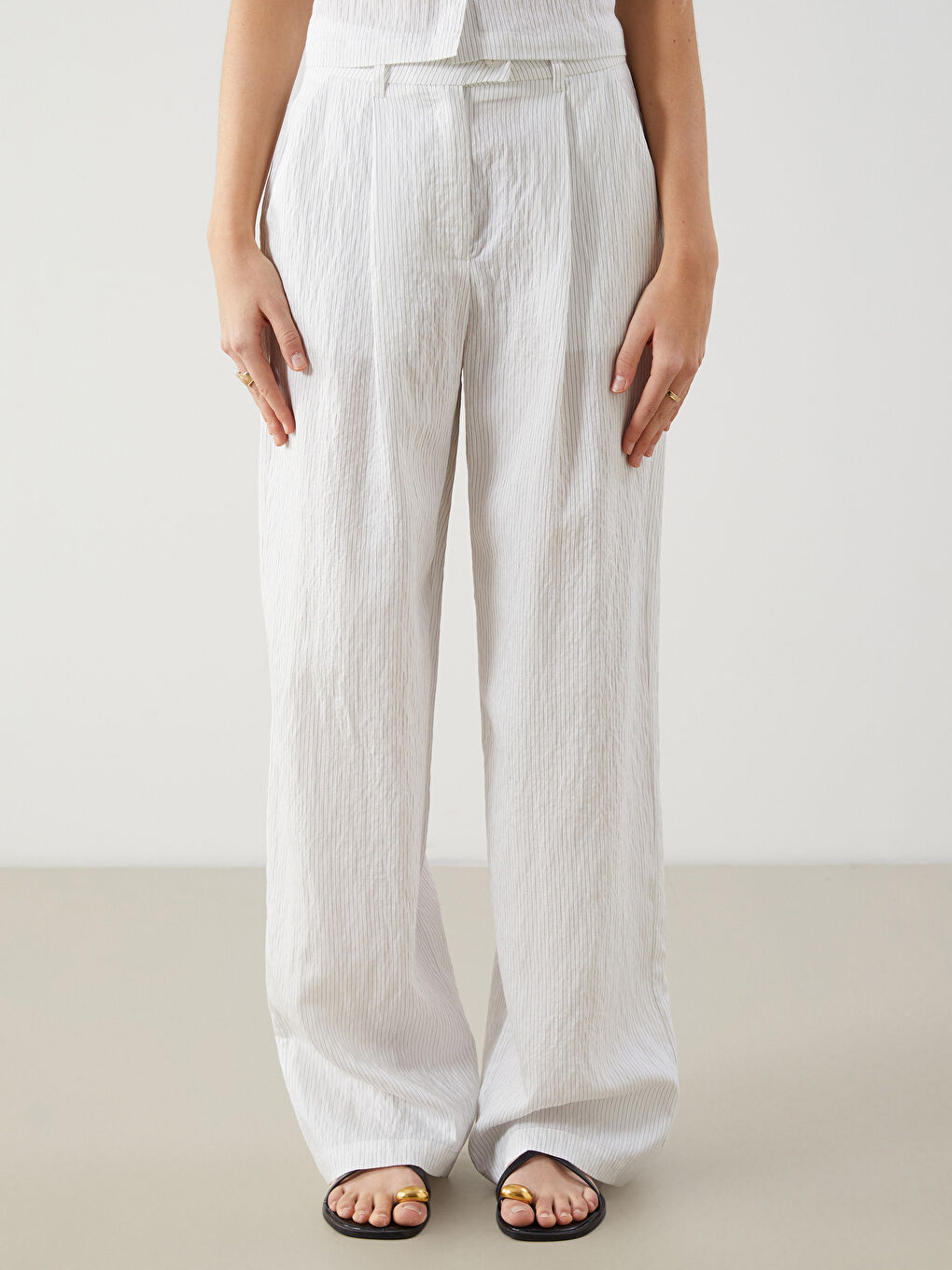 XSIDE Široke Prugaste Ženske Pantalone -S5LS93Z8-R9J