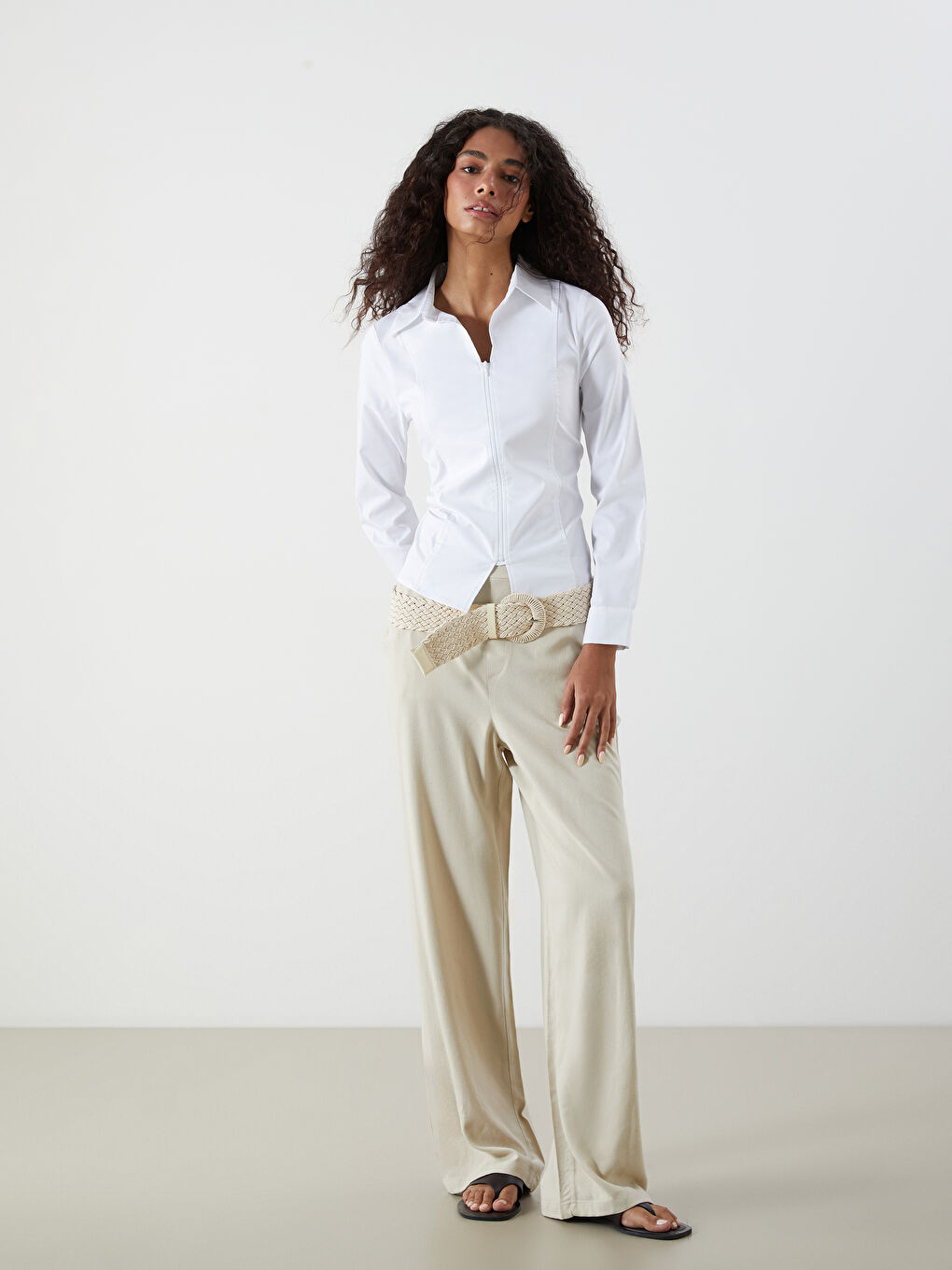 Women's Elastic Waist Linen Blend Trousers