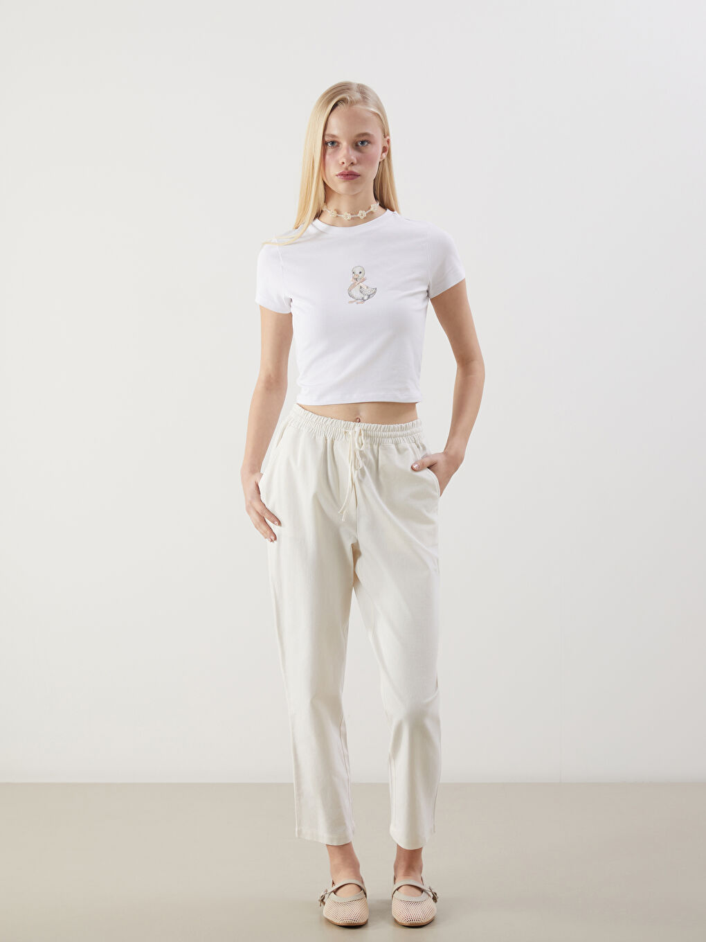 Elastic Waist Linen Blend Women'S Pants -S5LS99Z8-VB6
