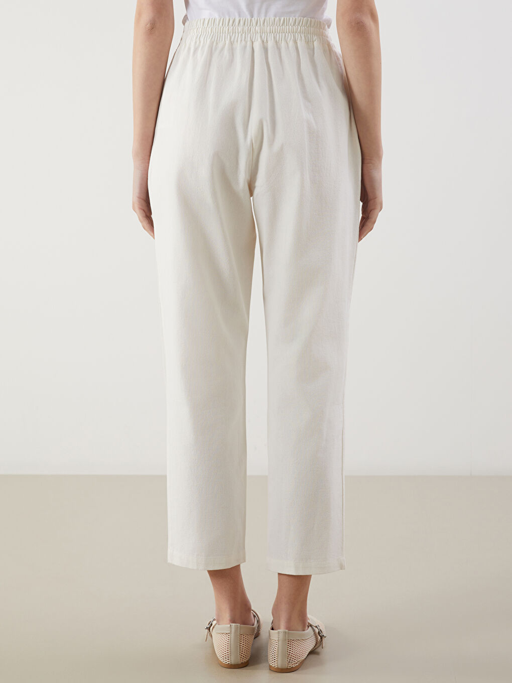Elastic Waist Linen Blend Women'S Pants -S5LS99Z8-VB6