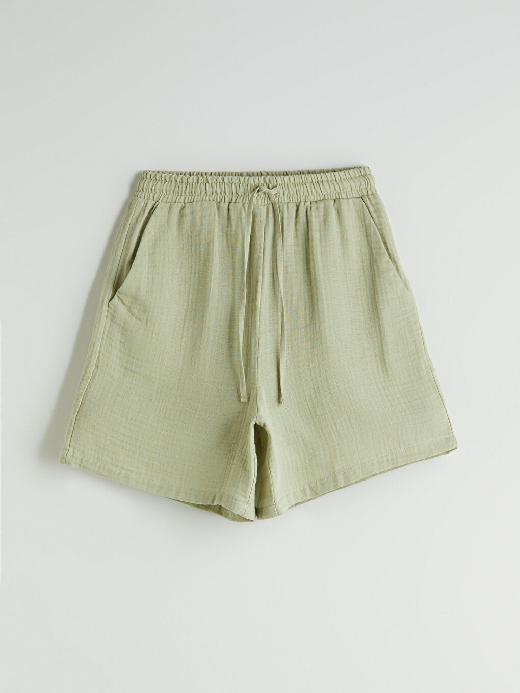 Elasticated Waist Textured Women's Shorts -S5LT06Z8-M39