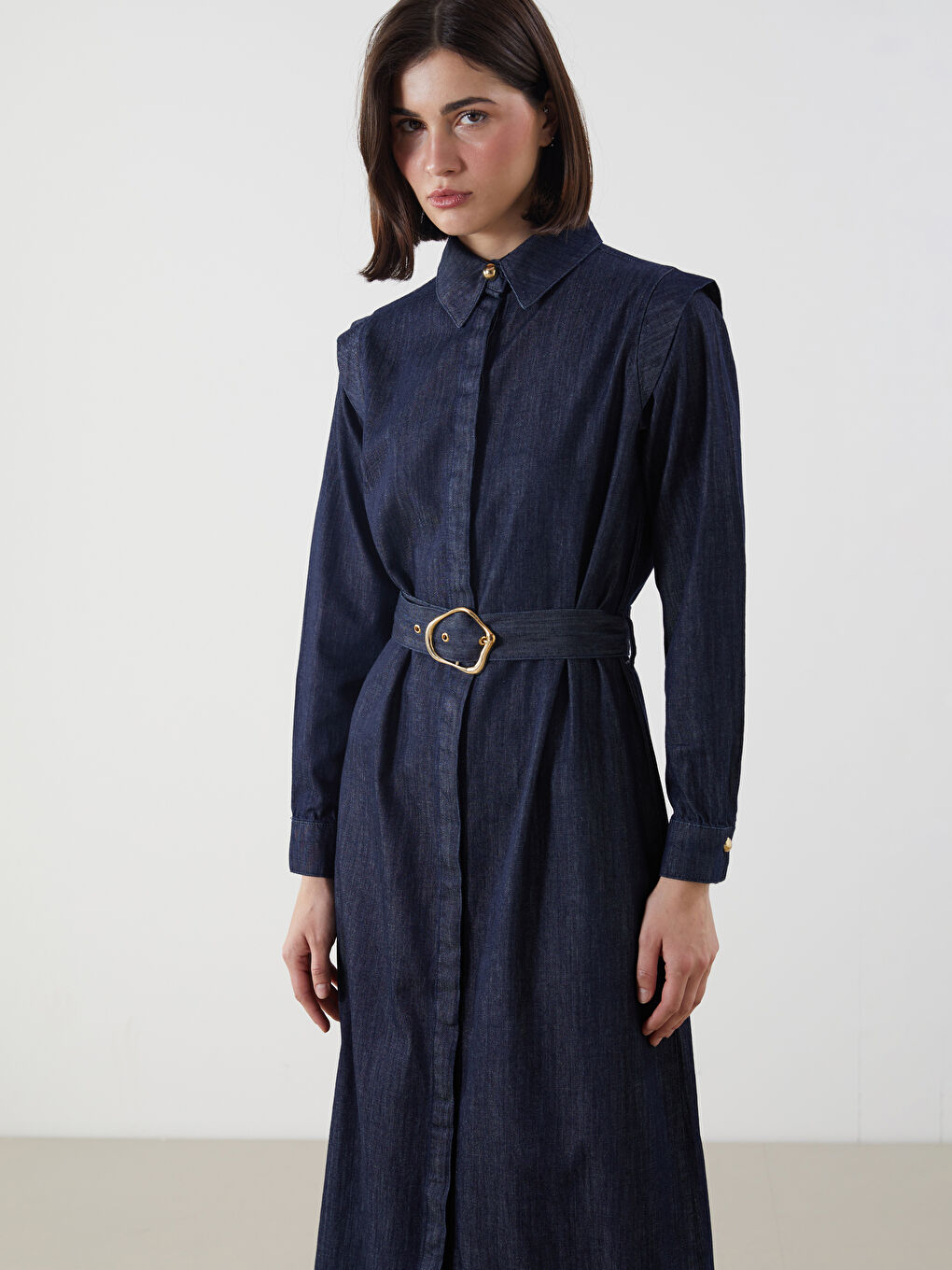 LCW Modest Indigo Loose Fit Jean Gömlek Elbise - 1