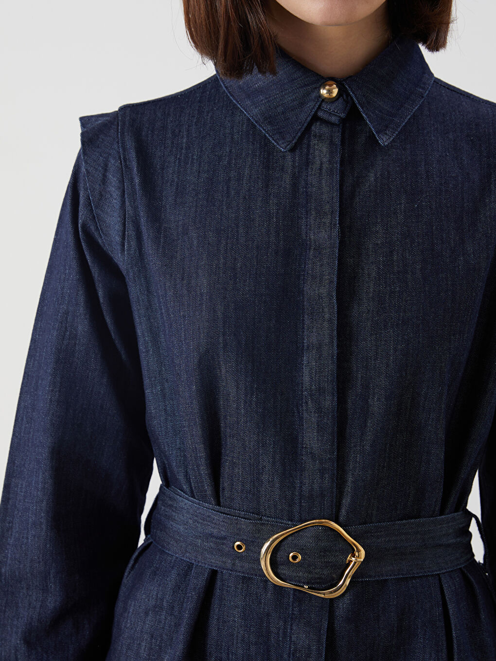 LCW Modest Indigo Loose Fit Jean Gömlek Elbise - 2