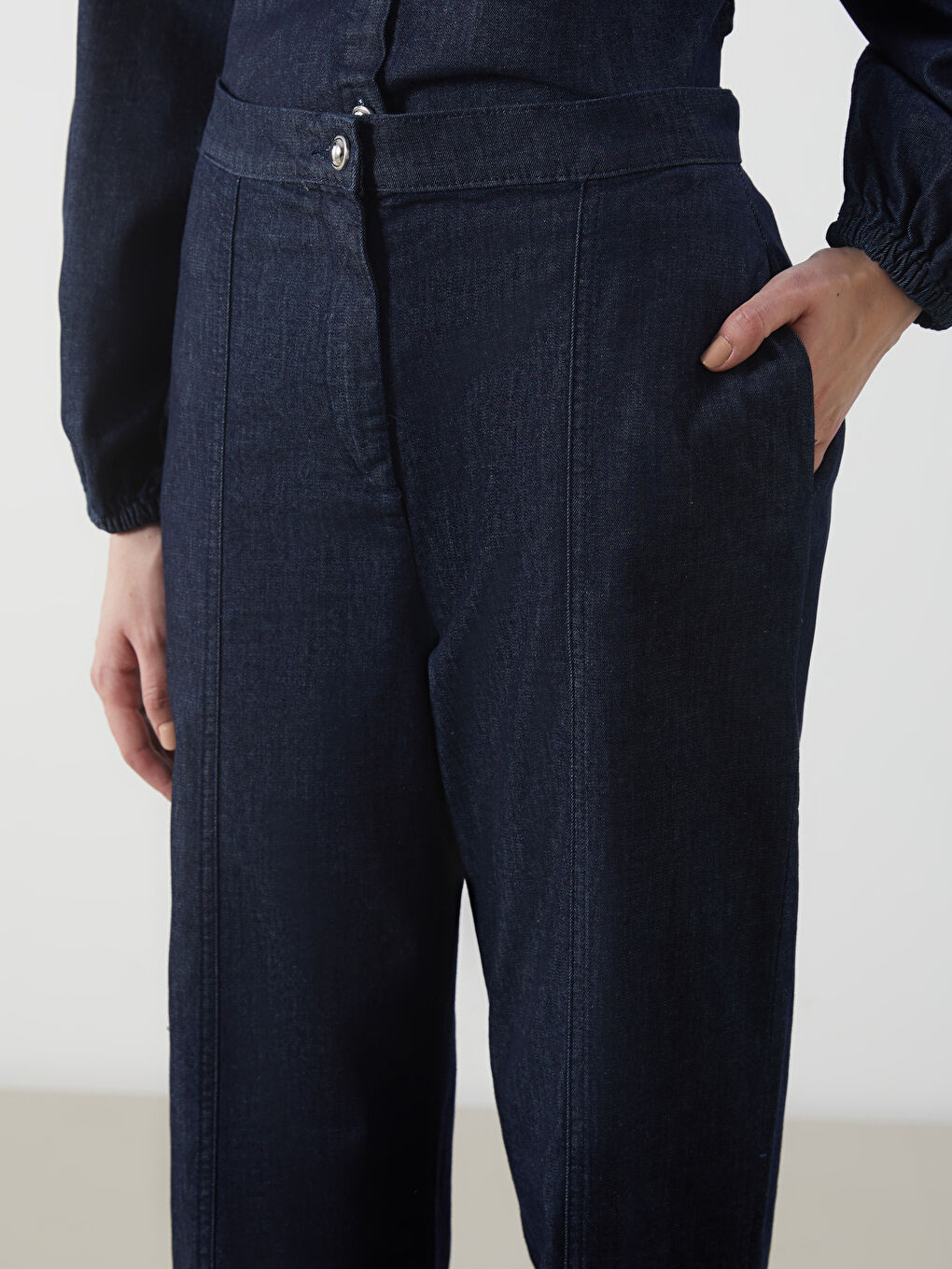 LCW Modest Indigo Wideleg Kadın Jean Pantolon - 4