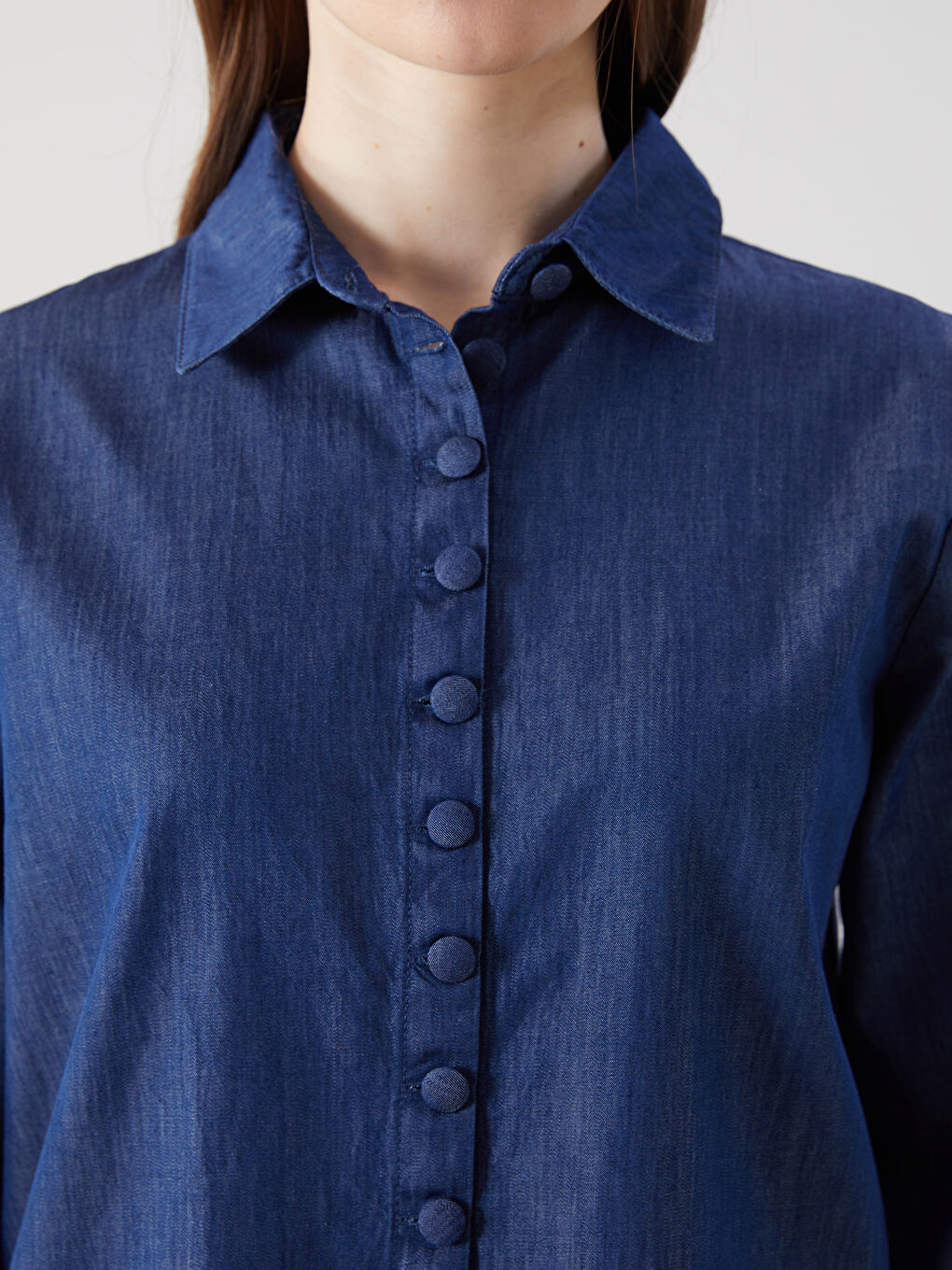 LCW Modest Collared Neck Women's Denim Tunic -S5LT17Z8-309