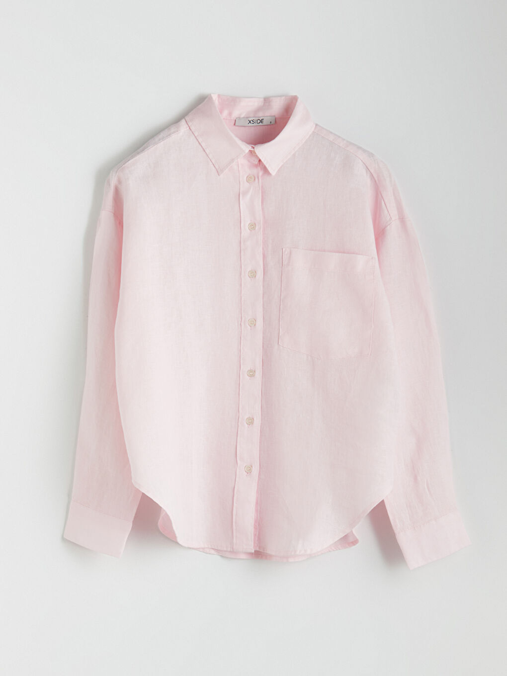 XSIDE Pembe Oversize Keten Kadın Gömlek - 4