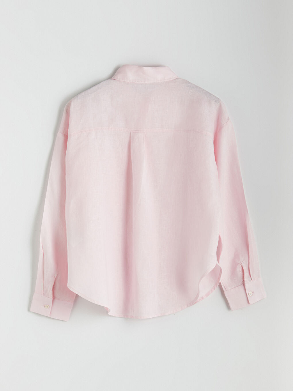 XSIDE Pembe Oversize Keten Kadın Gömlek - 5