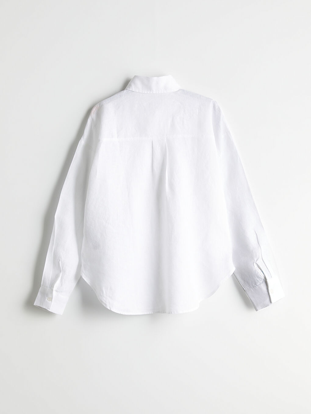 Beyaz Oversize %100 Keten Kadın Gömlek-5