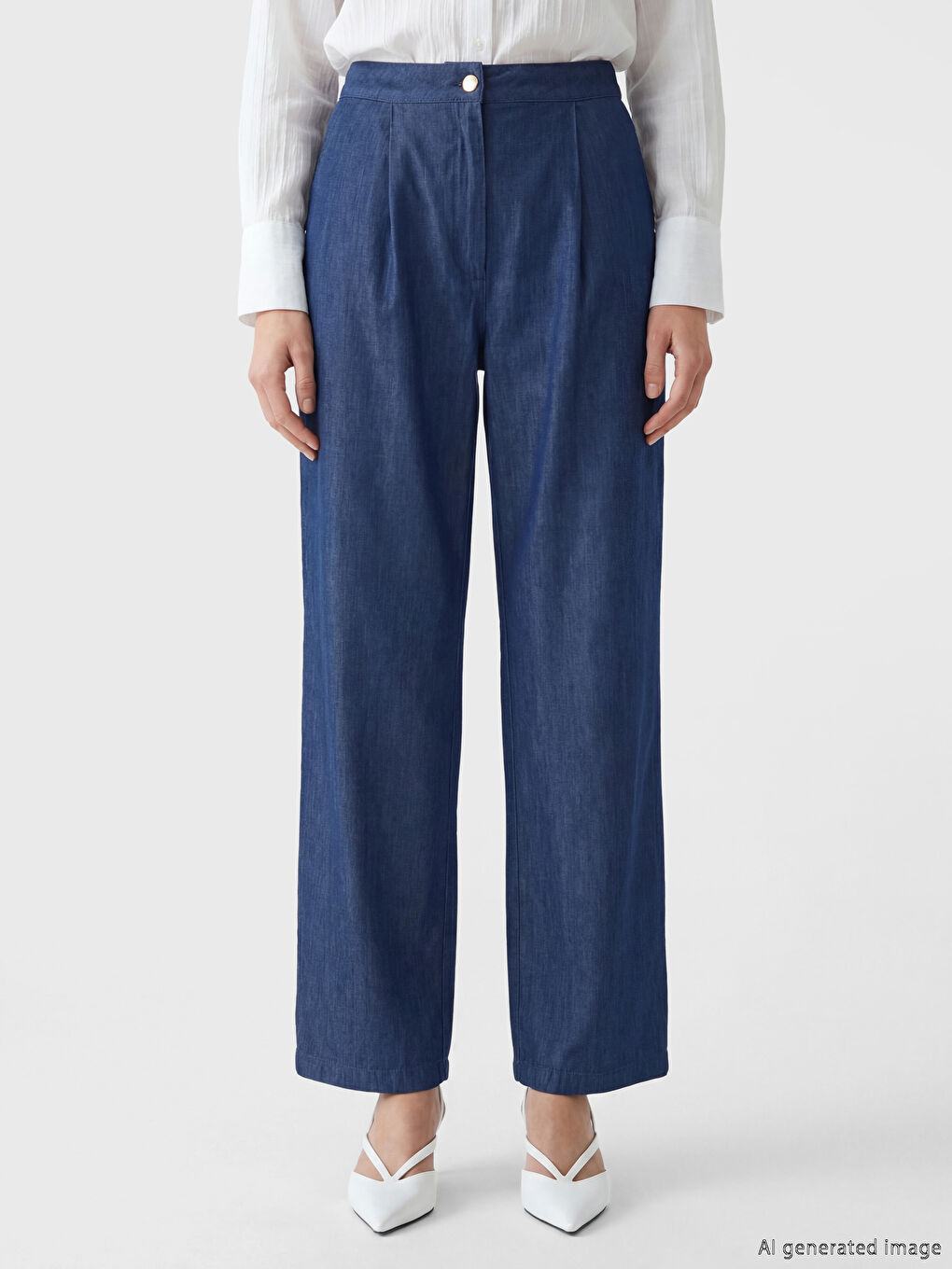 İndigo Wideleg Kadın Jean Pantolon-1