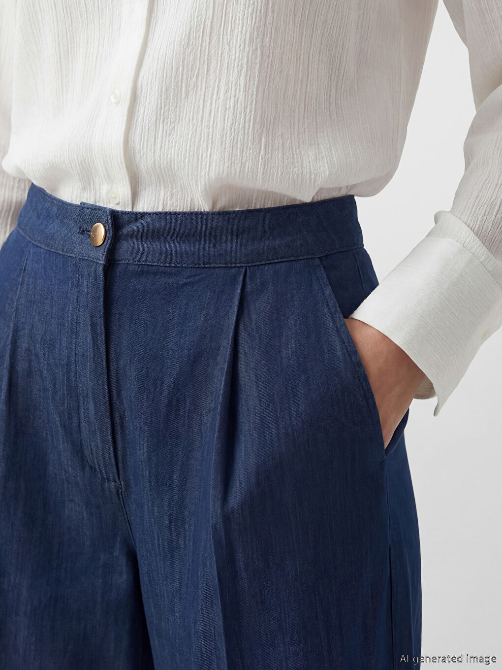 İndigo Wideleg Kadın Jean Pantolon-2