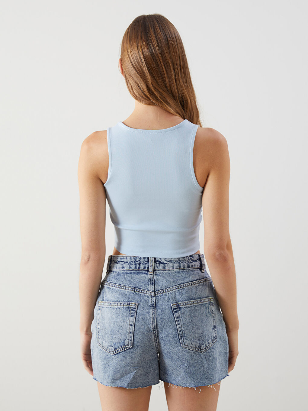 XSIDE Mavi Bisiklet Yaka Kadın Crop - 3
