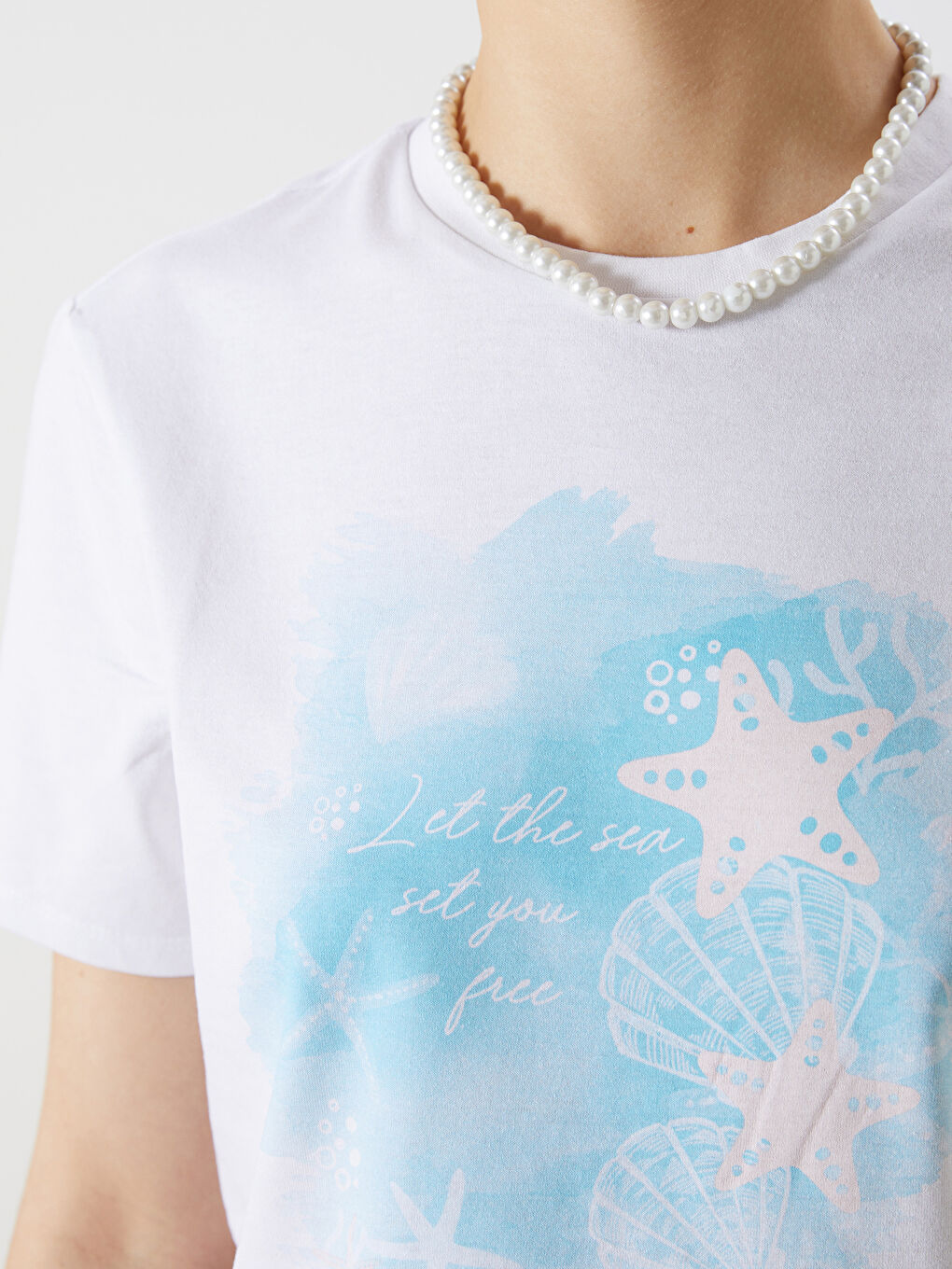 Crew Neck Printed Women's Crop Top -S5LT61Z8-Q6K