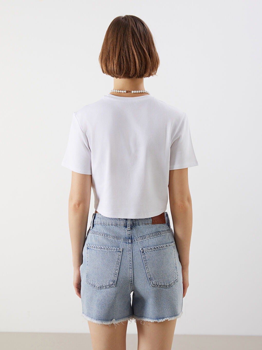 Crew Neck Printed Women's Crop Top -S5LT61Z8-Q6K