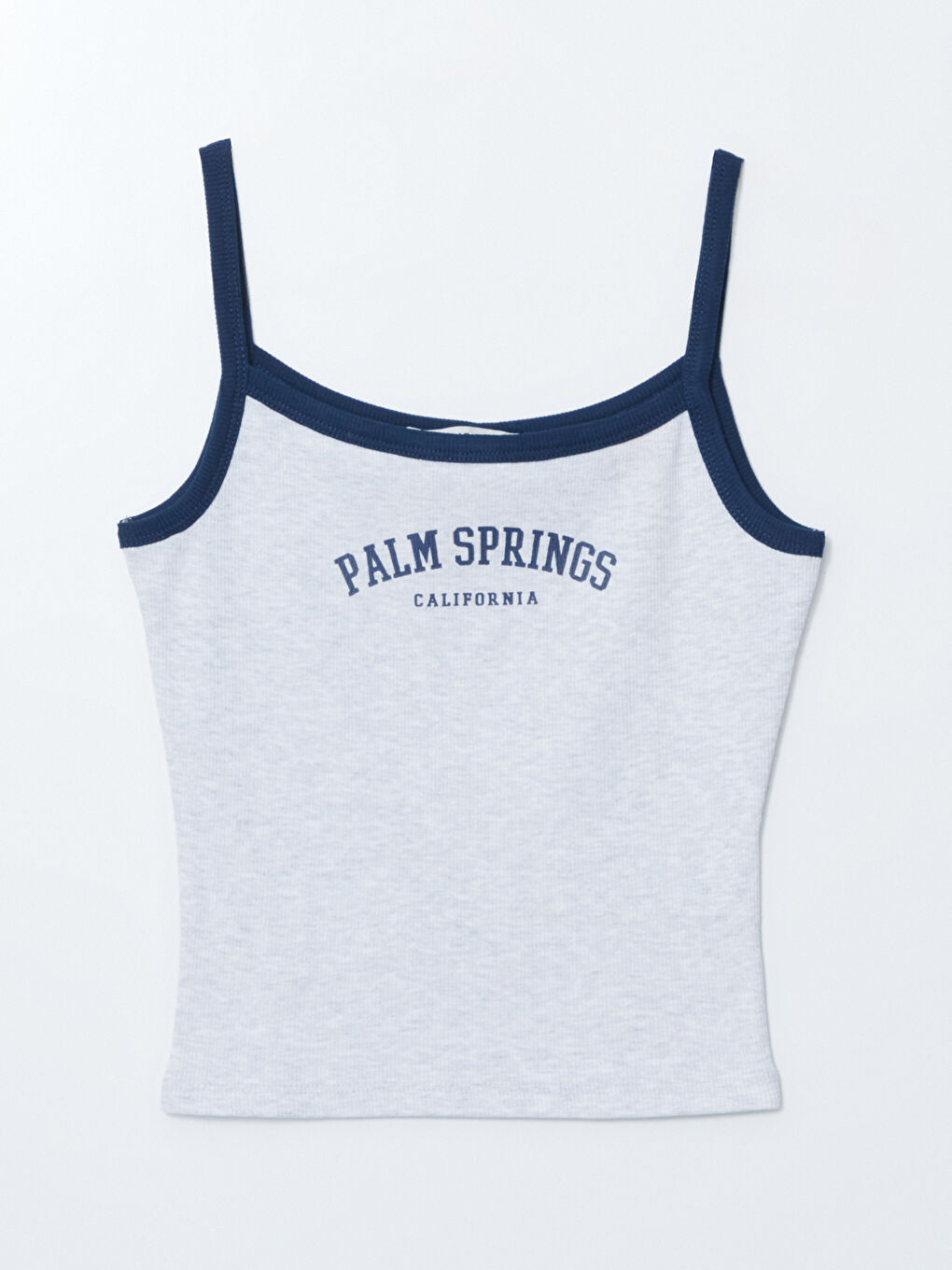 Gri U Yaka California Baskılı Kadın Crop-4